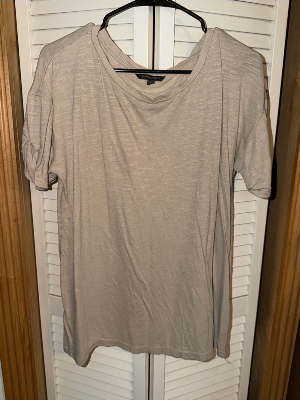 Banana Republic Taupe Cuffed Short Sleeve Tee